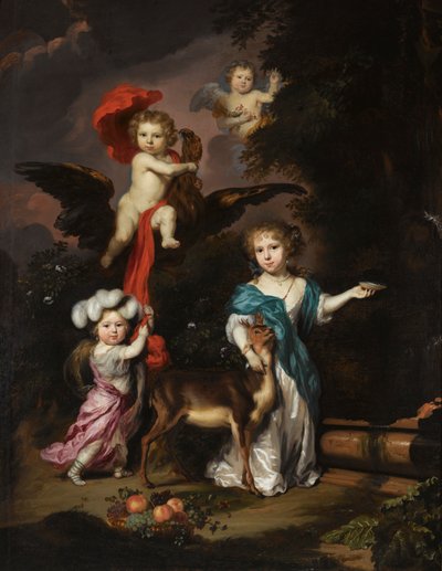 Portrait of Four Children as Ceres, Ganymede, a Cherub and Diana by Nicolaes Maes